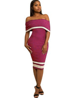 Slash Neck Striped Women's Bodycon Dress